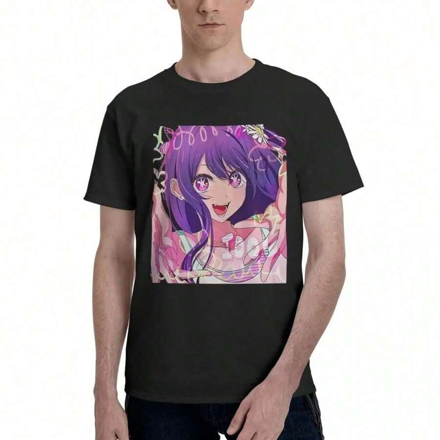 Ai Hoshino Oshi No Ko Inspired 100% Cotton Casual Breathable Confortable Clothes Men's Clothing Brands T Shirt Men - Black - View 1
