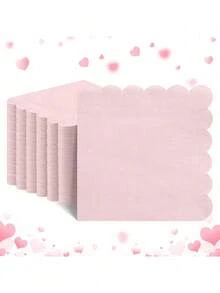 25/100pcs 2-Ply 5"X5" Disposable Embossed Lace Edge Napkins, Premium Dessert Napkins Suitable For Party, Wedding, Dinner, Birthday, Anniversary, Holiday - Pink - View 7
