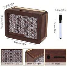 1 szt. Skarbonka z blatem, ciemnobrązowe drewniane pudełko na pieniądze, dekoracja blatu, słoik na oszczędności, prezent świąteczny dla rodziny - Wielokolorowe - Zobacz 3