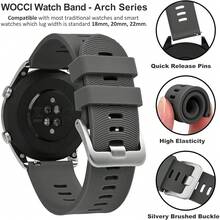 Smart Watch Strap - Dark Grey (Silver Buckle) - View 5