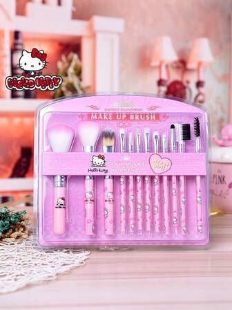 [Hot Selling] Hello Kitty 12pcs Makeup Brush Set - Cute Sanrio-Themed Cosmetic Brushes With Soft Synthetic Bristles, Odorless, For All Skin Types,Brush Set,Makeup Brush Kit,Make Up Brush Set,Make Up Set Complete,Makeup Brush Set,Complete Makeup Kit,Brush Kit,Brushes Makeup Set,Makeup Gift Set