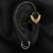 1pc 316L Stainless Steel Vintage Cool Nose Septum Ring Hinged Ear Cartilage Earring Piercing Jewelry