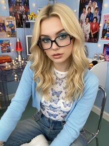 1pc Lightweight Rectangular Women's Glasses - Multicolor - View 6