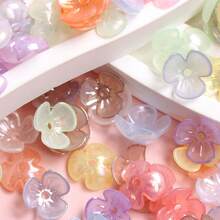 1 Bag/200Pcs 9.5mm Acrylic Small Flower Beads Charms Jewelry Making DIY Bracelet Necklace Beaded Material - Blue - View 2