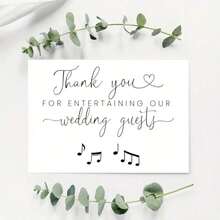 1 Pc Wedding DJ Appreciation Card With Thank You For Entertaining Our Wedding Guests Message Elegant Musical Notes Design Perfect For Wedding Receptions DJ Services As Thank You Card Greeting Card With Envelope - 彩色 - 查看 5