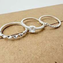 Set Of 3 Women's Twisted Rings With Pave Detail, Sophisticated And Versatile Set - #16 - Xem 4