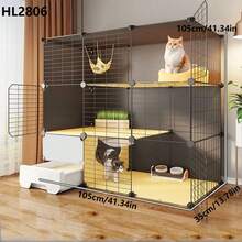 Cat Cage With Litter Box, All-In-One Home Use Small Cat Villa With Toilet, Large Free Space Cat Cage - Multicolor - View 1