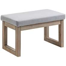 HOMCOM Upholstered Stool With Wooden Legs, 68 X 38 X 42 Cm, Grey. Ideal For Living Room, Bedroom Or Entryway. - Grey - View 9