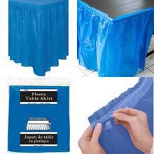 Falda de mesa de plástico, verde manzana, 4.27 m, Azul Royal, 1(Multicolor) - Multicolor - Ver 1
