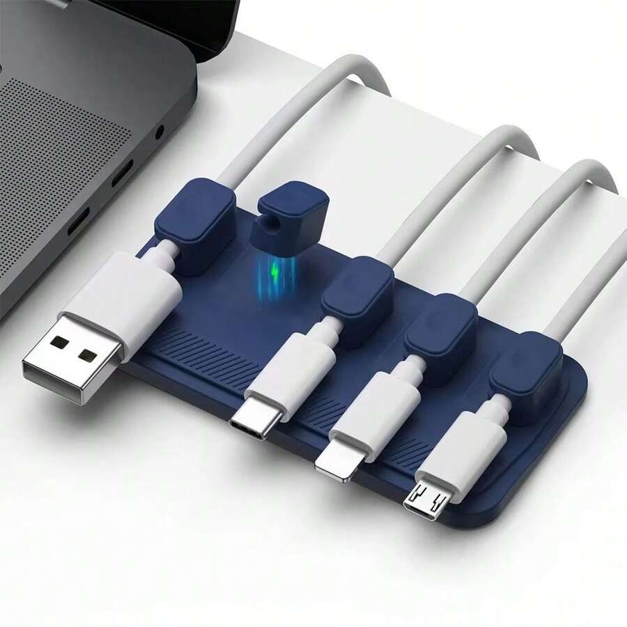 Magnetic Cable Management, Silicone Cable Clamp, Desktop Multi-Purpose Wire Holder, 5 Clips For USB C Micro - Multicolor - View 1