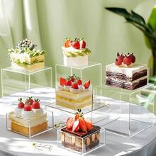 五面亚克力自助食品展示架，底部镂空，适用于早餐、自助餐、婚礼、派对 - 白色 - 查看 3