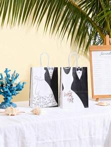 Sac d'accueil de mariage - Sac de faveurs de mariage thème M. et Mme, sac cadeau de mariage en papier avec poignées pour la réception de mariage, sac d'accueil de mariage pour les invités d'hôtel en tant que souvenirs de mariage. - Multicolore - Voir 1