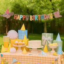 1 Conjunto Faixa de Aniversário Feliz do Dachshund - Decoração Suspensa de Papel Colorido com Texto "Feliz Aniversário", Adequado para Decoração de Festa, Jardim, Entrada e Decoração de Quarto, Sem Necessidade de Eletricidade, Decoração de Festa de Aniversário - Multicolorido - Visão 7
