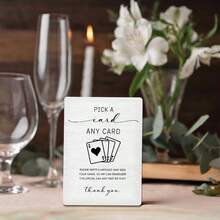 Pick A Card Sign, Wedding Guest Book Wooden Stand Sign 5 InchX7 Inch, Wedding Playing Cards Table Decor Ceremony Reception White 01, 5x7 Inch - 5"X7" + White 01 - View 5