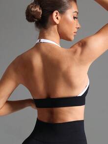 Yefecy Áo ngực thể thao tập yoga và tập luyện dành cho nữ - Họa tiết da báo, báo đốm, không đường may, cổ chữ U, hỗ trợ tập luyện cao. - màu đen - Xem 5