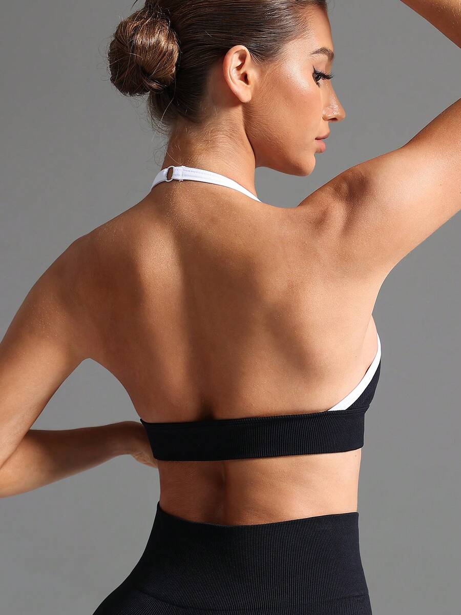 Áo ngực thể thao tập yoga và tập luyện dành cho nữ - Họa tiết da báo, báo đốm, không đường may, cổ chữ U, hỗ trợ tập luyện cao. - màu đen - Xem 1