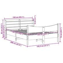 vidaXL Massivholzbett mit Kopfteil 140x190 cm Kiefer - Braun - Übersicht 12