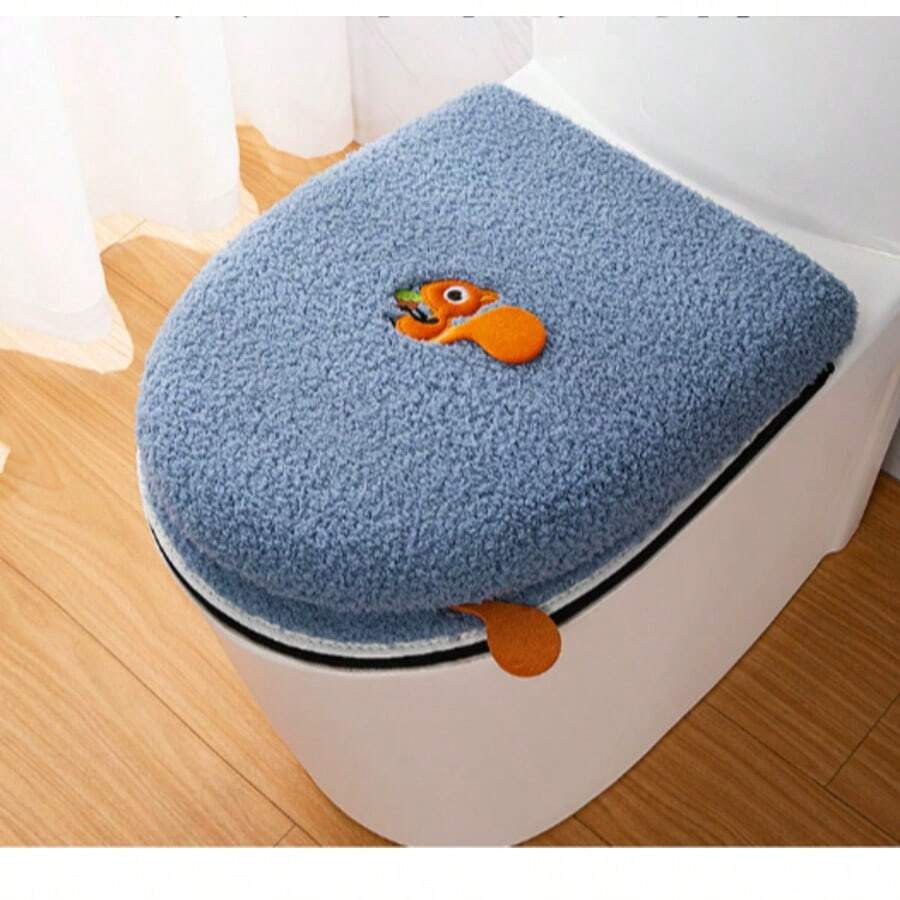 Bộ bọc bồn cầu giữ ấm, bao gồm bồn cầu và vỏ bọc bồn cầu, đệm ngồi bồn cầu mềm mại, ấm áp, có thể giặt được, vỏ bọc vòng bồn cầu, vật dụng thiết yếu gia đình, mùa đông - Nhiều màu - Xem 1