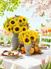 ArtiEleg 1/3/8/12/20pcs Artificial Silk Sunflower With Stem, Home Decor For Room, Bedroom, Easter, Mother's Day, DIY Craft, Wedding, Birthday, Valentine's Day - Yellow - View 6