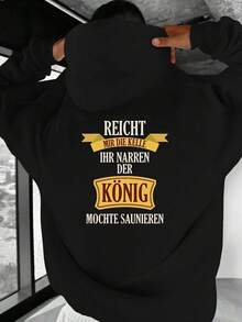 Men's Hoodie With German Sauna Quotes - Size, Green, With Printed German Text And German Phrases, Loose Fit Suitable For Casual Wear And Sauna Parties, German Cultural Clothing (JPH-9), Size - 黑色 - 查看 12