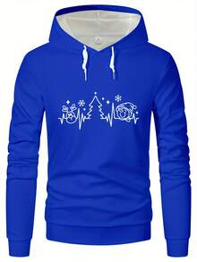 Felpa con cappuccio blu reale da uomo - Pullover con maniche lunghe, adatto per uso quotidiano e Natale, lavabile in lavatrice, regalo casual invernale, motivo geometrico, texture a nido d'ape, tessuto durevole - Bianco - Visualizzare 3