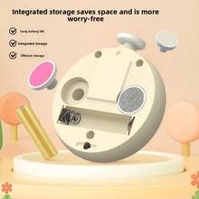 1pc Electric Nail Polisher For Baby With Nail Cutter 6 Polishing Head Without Battery Bear Pattern Button