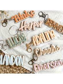 1pc Customized Acrylic Name Keychain - Fashionable Letter Design Metal Ring, Pastel Color Tone, Suitable For Backpacks, Travel Bags, Daily Carry - Unique Gift, Birthday, Friends, Ladies, Fashion Accessory, Smooth Surface, Item - Style 24 - View 4