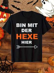 I Am With The Witch Funny Halloween T-Shirt Funny Men's T-Shirt, Vintage Men's T-Shirt Men's Summer Leisure T-Shirts, Outdoor Sports T-Shirt - Black - View 6