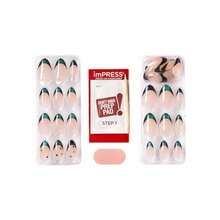NewimPRESS Kiss No Glue Mani Clavos Prensados Premium 'Visions' Verde Tamaño Mediano Forma Almendra Incluye 30 Uñas Bloc de Preparación Hoja de Instrucciones 1 Barra de Manicura 1 Mini Archivo - Verde - Ver 8