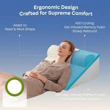 Wedge Pillow With Foam Top For Sleeping,Reading And Rest, 10 Inch Elevated Support Triangle Bed Pillow For Legs And Back Support With Washable Cover - Multicolor - View 4