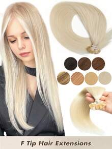 50pcs/Pack Human Hair Extensions, Flat Tip Extensions, 14-22 Inches Straight Hair, Keratin Bonded Extensions, Invisible F-Tip Real Human Hair Extensions - Multicolor - View 32