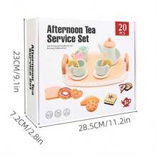 Wooden Simulation Children's Afternoon Tea,Dessert Cake,Tea Making Pots,Cups,Tea Sets,Wooden Toys