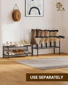 Oak&Tea Porte-chaussures métallique 3 étages - Rangement pour 12 paires - Noir - Design indépendant et gain de place pour entrée, couloir et appartement - Noir - Voir 7