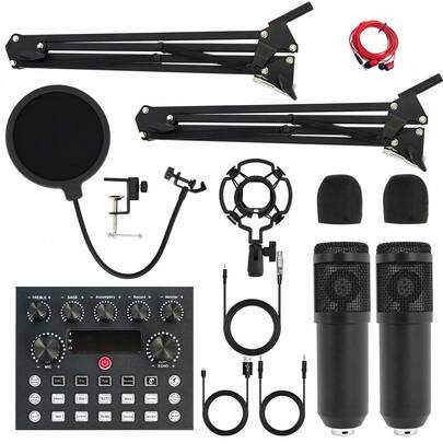High-End Professional Podcast Equipment Set, Podcast Equipment Bundle With Podcast Microphone Bundle - Wide Application Studio Condenser Microphone Perfect For Podcasting, Recording, Singing, Streaming And Gaming