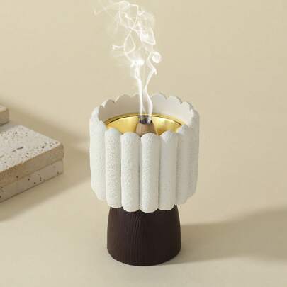 1pc Mini Wooden Grain Striped Matte Resin Incense Burner. Aromatherapy Supplies. Home Decor. Suitable For Home, Office, Bedroom, Yoga Studio, Work Space, Tea Room, Private Meditation Area, Gatherings, Outdoor, Garden. Portable Desktop Decor. Also Suitable For Holidays, Winter, Back To School, Graduation, Wedding Gifts