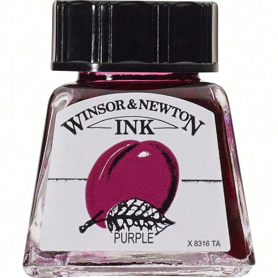 Winsor & Newton Drawing Ink Tinta de Dibujo de Secado Rápido, Amarillo (Sunshine Yellow), 14 ml - Morado (Purple) - Ver 1
