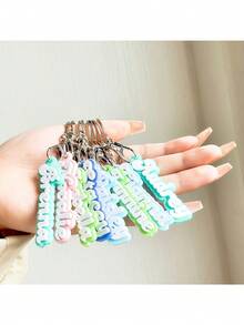 1pc Customized Pastel Keychain - Personalized With Name/Letter (Soft Macaron Colors: Pink, Teal, Mint Green, Lavender), Metal Ring - Elegant Gift For Women, Birthday, Anniversary - Suitable For Backpack, Keys, Daily Carry - Durable Lightweight Acrylic Charm, Fashionable Keyring, Smooth Surface, Decorative Key Chain, Women Accessory - Style 37 - View 2