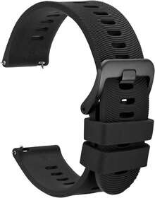 Correa de Reloj de Silicona de 26mm con Rayas Arqueadas para Hombres, Correa de Liberación Rápida, Hebilla Negra (Negro) - Arena (Hebilla plateada) - Ver 10