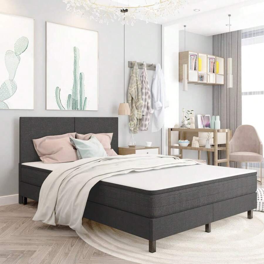 vidaXL Boxspringbett Gestell Grau Stoff 180x200 Cm - Xám - Xem 1