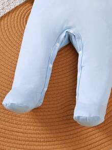 3pcs Baby Boys' Cute Daily Casual Bear Print + All-Over Bear Print + Solid White Short Sleeve Romper Set, Autumn