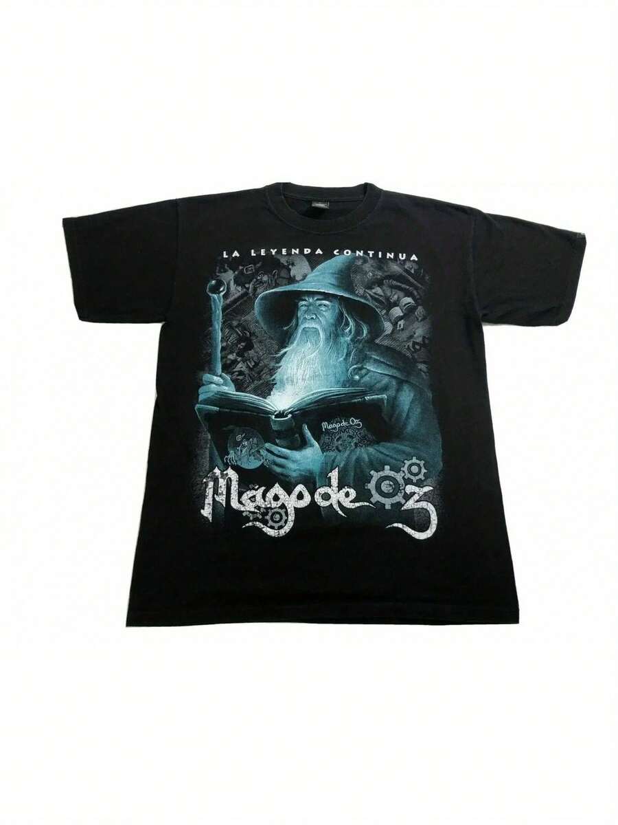 Band Tee Sz L Wizard Double Sided RARE Tour 2024 NEW Vintage Mago De Oz T Shirt Men Clothing Harajuku Graphic Summer New - 黑色 - 查看 1