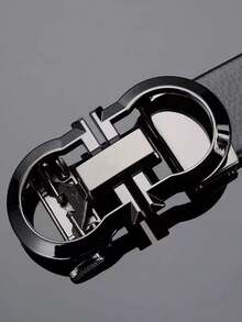 Men's Automatic Buckle Belt, Korean Fashion Casual Middle-Aged Business Waist Strap With Litchi Texture - Multicolor - View 8