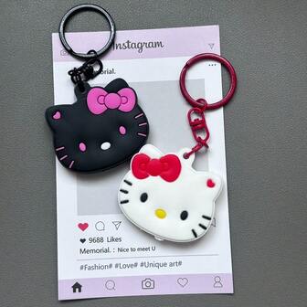  Kawaii Sanrio Hello Kitty Silicone Key Dustproof Protective Cover Cartoon Anime Kitty Cat Portable Anti-Lost Keychain Birthday Gift