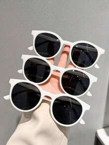 3 副韩版全框复古圆形时尚眼镜 - 彩色 - 查看 5