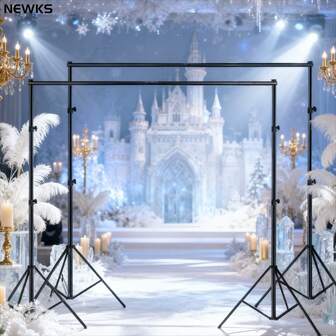  Soporte de fondo fotográfico NEWKS, disponible en 2x2m (78.7*78.7 pulgadas) y 2*3m (78.7*118 pulgadas), con altura ajustable, adecuado para transmisión en vivo, fiesta, decoración de boda, decoración de fondo de Navidad. Incluye 4 pinzas de resorte y 1 bolsa de transporte.