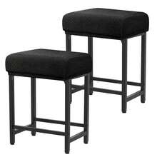 Levoberg Bar Stool Cover Rectangle Stretch Counter Height Barstool Slipcovers Rectangular Vanity Stool Cover Kitchen Counter Saddle Seat Cover For Wooden Metal Bench Set Of 2 Black,2Pack,Black - Black - 查看 1