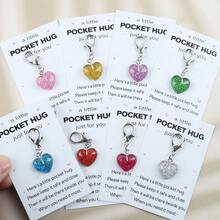 3个/8个卡通心形钥匙扣套装，简约树脂心形设计，附赠口袋拥抱贺卡，是送给父母、同学、家人的理想礼物，也可作为背包挂件、汽车钥匙扣、心形装饰钥匙扣，简约时尚设计，心形礼物，情人节、生日、派对礼品 - 彩色 - 查看 8