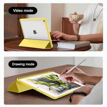IPad 9th Generation Case 2021/IPad 8th Generation Case 2020 10.2 Inch With Pencil Holder, IPad 7th Gen 2019 Case With Clear Transparent Back, Auto Wake/Sleep Cover (Yellow),Yellow - 黃色 - 查看 8