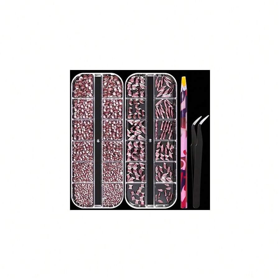 Multi Shapes Light Purple 3D Glass Crystal Nail Art Rhinestones Kit ...
