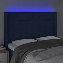 vidaXL LED Kopfteil Blau 147x16x118/128 cm Stoff - Blau - Übersicht 4